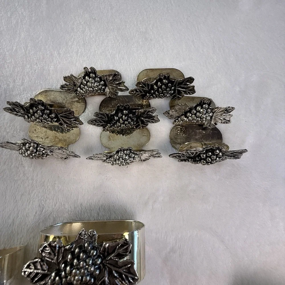 Vintage Napkin Rings Mixed Lot 44 Metal Porcelain Floral Grape Teapot Tableware